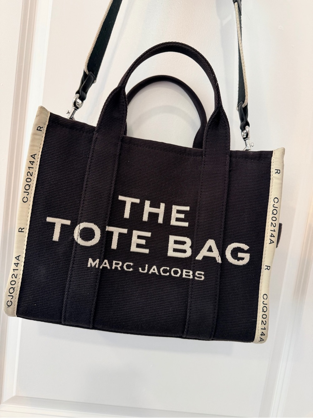 Marc Jacobs Black Canvas Tote with Cream Trim